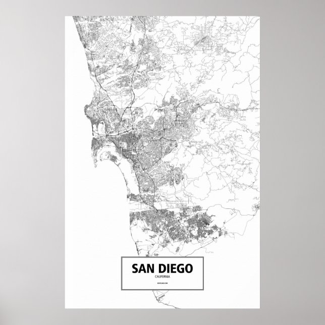 Póster San Diego, California (black on white) (Frente)