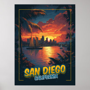 Póster San Diego, California - Estilo de época