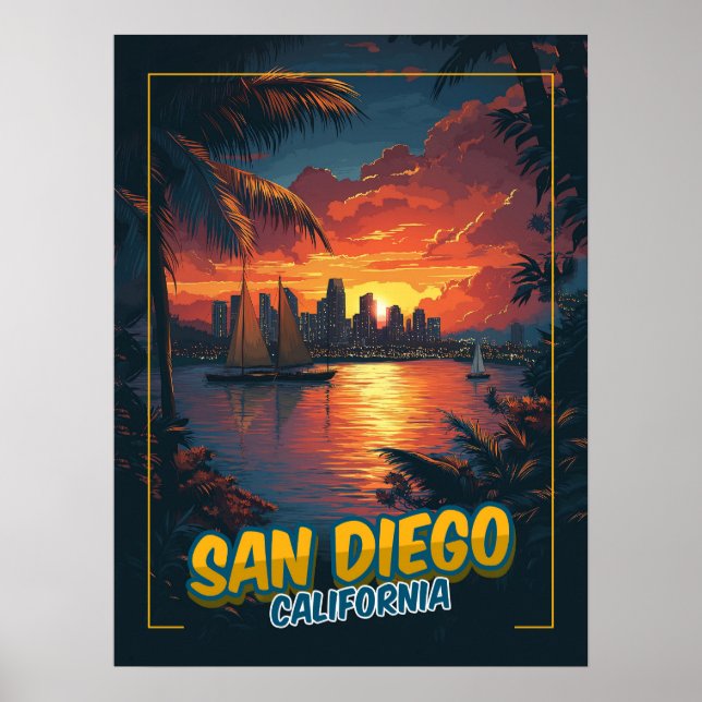 Póster San Diego, California - Estilo de época (Frente)