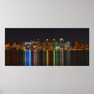 Póster San Diego California Reflejando Panorama de Estanq
