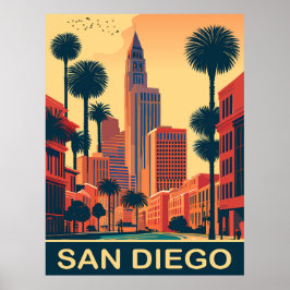 Póster San Diego, calles de la ciudad, viajes