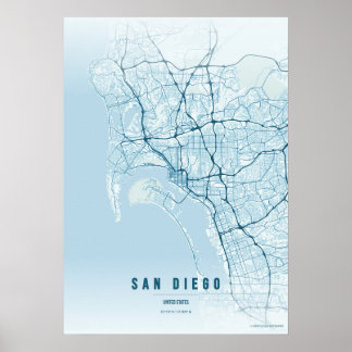 Póster San Diego Ocean Map Print Poster Wallart Gift
