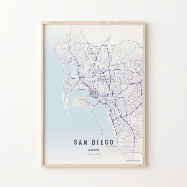 Póster San Diego Pastel Map Print Poster Wallart Gift (Subido por el creador)