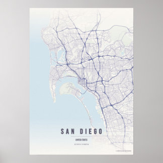 Póster San Diego Pastel Map Print Poster Wallart Gift