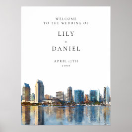 Póster San Diego Skyline Wedding Welcome Sign