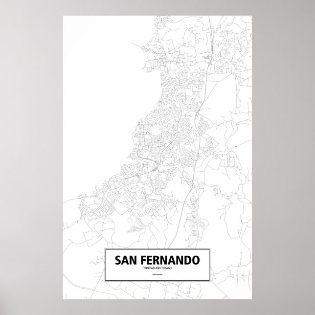 Póster San Fernando, Trinidad and Tobago (black on white) (Frente)