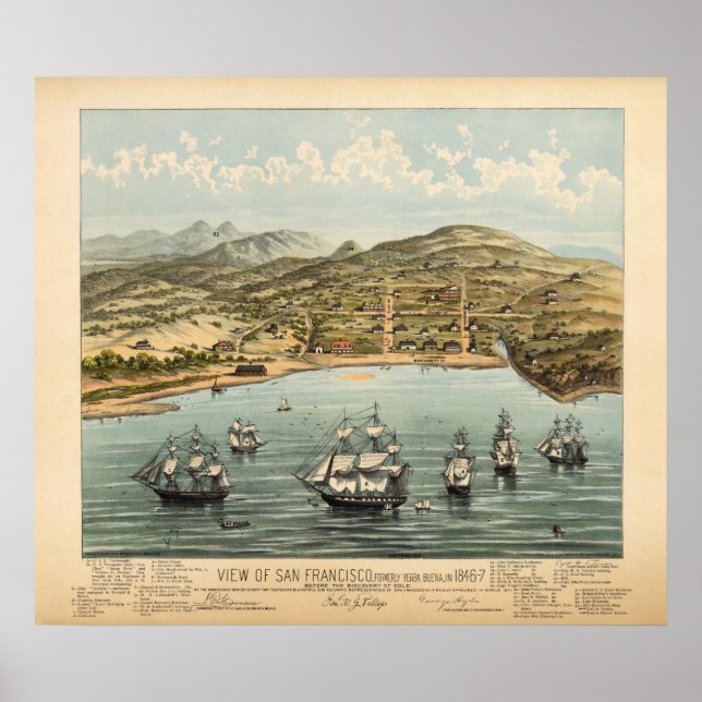 Póster San Francisco, 1847 (Bosqui) BigMapBlog.com (Frente)