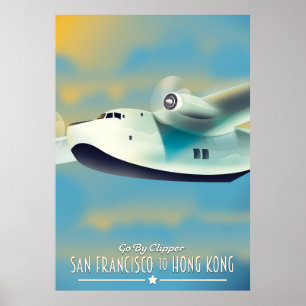 Póster San Francisco a Hong Kong por clipper