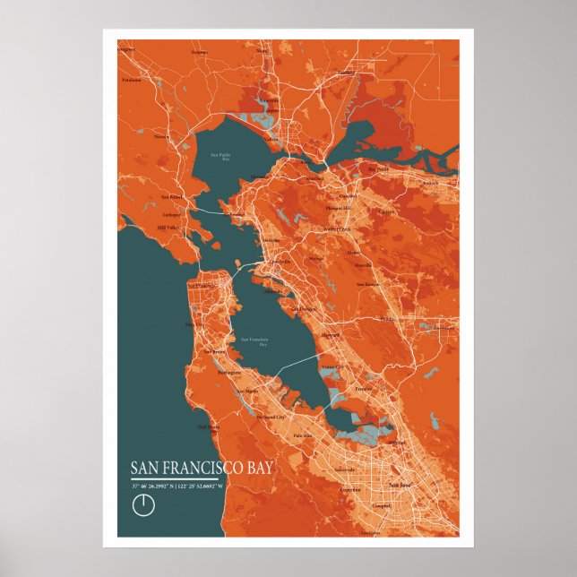 Póster San Francisco Bay Map (Frente)