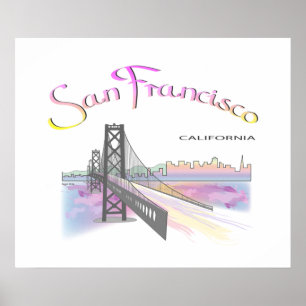 Póster San Francisco, CA con colores arcoiris