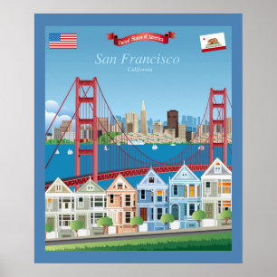 Póster San Francisco, CA el   la ciudad por la bahía