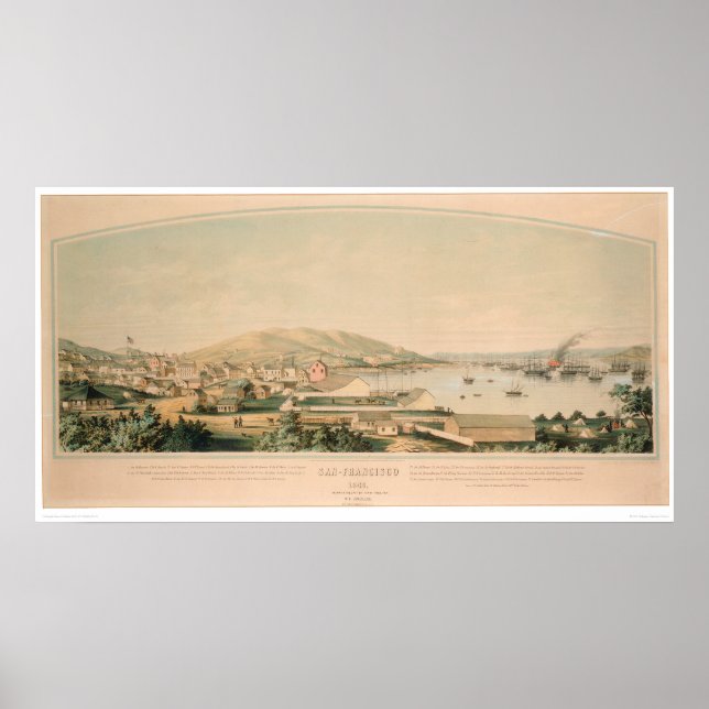 Póster San Francisco, CA. Panoramic Map 1849 (1626A) (Frente)