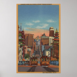 Póster San Francisco, CA - teleféricos que suben