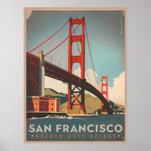 Póster San Francisco, CA - Vintage del puente Golden Gate