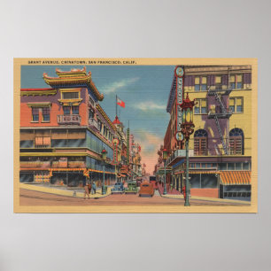 Póster San Francisco, CAGrant Avenue en Chinatown