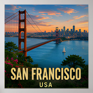 Póster San Francisco California Golden Gate regalo de via
