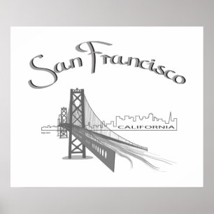 Póster San Francisco, California - Gris