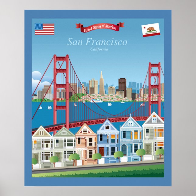 Póster San Francisco, California | La ciudad a orillas de (Frente)