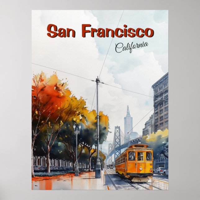 Póster San Francisco, California Vintage Travel (Frente)