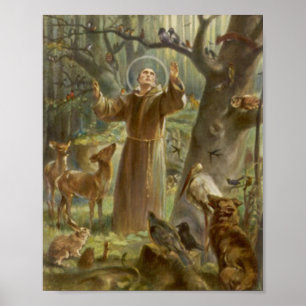 Póster San Francisco de Asís predicando a los animales