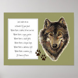 Póster San Francisco de la Oración de Asís con Lobo y pis