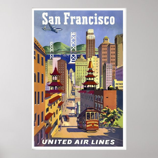 Póster San Francisco EE. UU. América Estados Unidos Vinta (Frente)