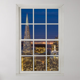 Póster San Francisco en la noche falsa ventana blanca