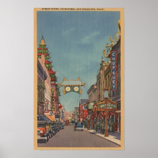 Póster San Francisco, escena de CAStreet en Chinatown (Frente)