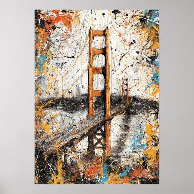 Póster San Francisco Golden Gate Abstract Drip Painting (Frente)