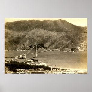 Póster San Francisco, Golden Gate Bridge, Vieja de los añ