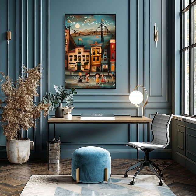 Póster San Francisco: Golden Gate City - Whimsical Art (Subido por el creador)