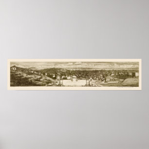 Póster San Francisco, mapa panorámico de CA - 1856