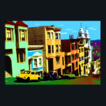 Póster San Francisco Nob Hill 69 - Pop Art Print<br><div class="desc">SAN FRANCISCO - un arte pop digital que presenta coloridas casas victorianas a lo largo de una empinada calle en la famosa colina Nob de San Francisco, en memoria del año 1969, cuando el poder florido gobernó la ciudad - las pinturas de Posters Bellas Artes estadounidenses son un regalo único...</div>