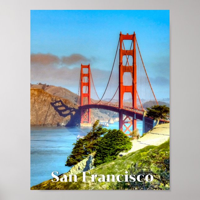 Póster San Francisco, puente Golden Gate, afiche de viaje (Frente)