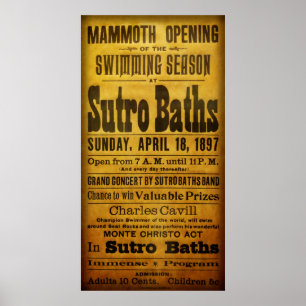 PÓSTER SAN FRANCISCO SUTRO BATHS OPEN  1897