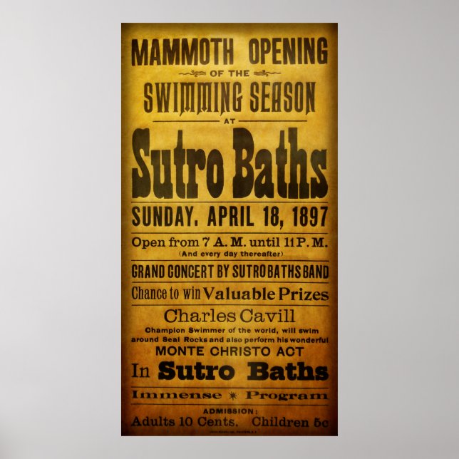 PÓSTER SAN FRANCISCO SUTRO BATHS OPEN  1897 (Frente)