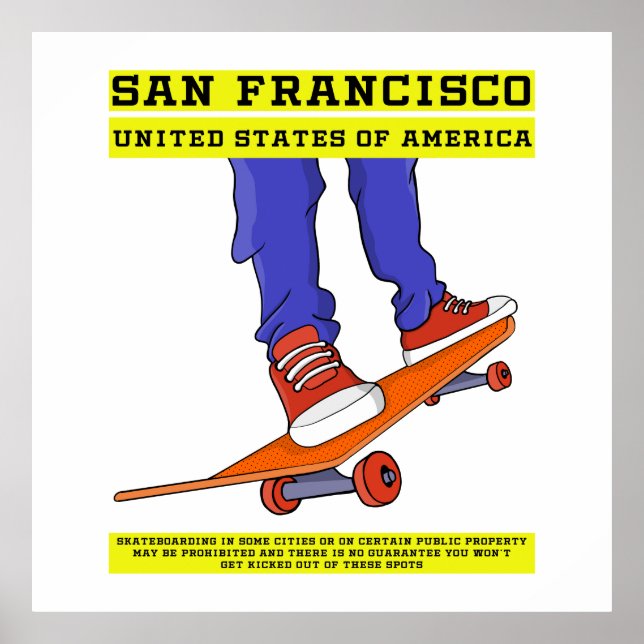 Póster San Francisco, USA Skate (Frente)