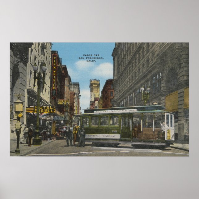 Póster San Francisco, vista de vuelta de auto CACable (Frente)