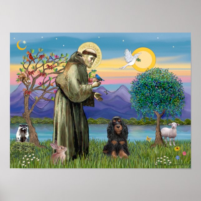 Póster San Francisco y Cocker Spaniel negro y canela (Frente)