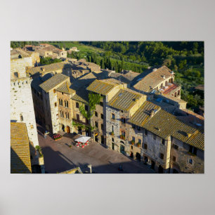 Póster San Gimignano casco antiguo, Siena, Toscana, Itali