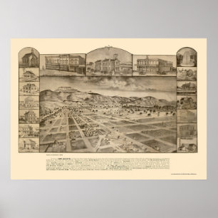 Póster San Jacinto, mapa panorámico de CA - 1886