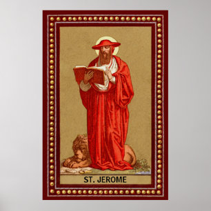 Póster San Jerome como cardenal con león (P 004)