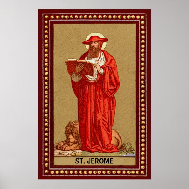 Póster San Jerome como cardenal con león (P 004) (Frente)