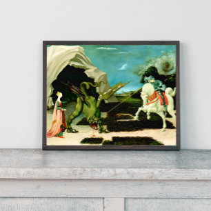 Póster San Jorge medieval y el dragón