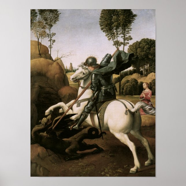 Póster San Jorge y el Dragón, Bella Artes de Rafael (Frente)