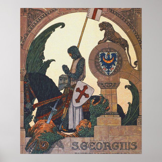 Póster San Jorge y el Dragón - Heinrich Lefler (Frente)