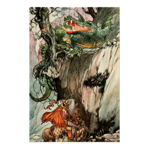 Póster San Jorge y el Dragón por Charles Folkard