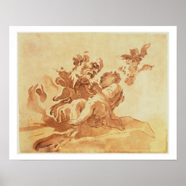 Póster San José adorando al Niño Cristo (pluma, tinta, b (Frente)