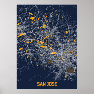 Póster San Jose - Califonia Bluefresh City Map