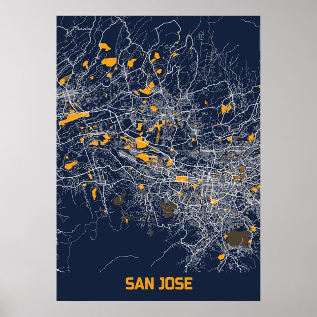 Póster San Jose - Califonia Bluefresh City Map (Frente)